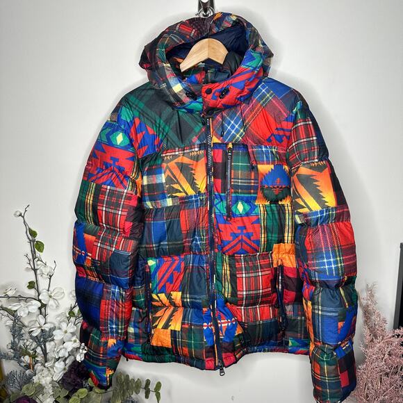 POLO RALPH LAUREN Aztec Patchwork Performance Puffer Duck Down Jacket Sz XL $498 - Picture 3 of 7
